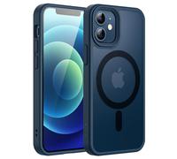 JETech Cover Magnetica per iPhone 12 mini 5,4 Pollici Compatibile con MagSafe, Custodia Traslucida Opaca Posteriore Sottile Antiurto (Blu)
