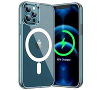JETech Cover Magnetica per iPhone 12 Pro Max 6,7 Pollici Compatibile con Ricarica Wireless MagSafe, Telefono Custodia Paraurti Antiurto, Retro Antigraffio Trasparente (Blu Pacifico)