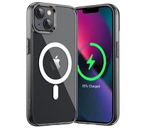 JETech Cover Magnetica per iPhone 13 6,1 Pollici Compatibile con MagSafe Ricarica Wireless, Telefono Custodia Antiurto, Retro Antigraffio Trasparente (Nero)