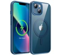 JETech Cover Magnetica per iPhone 13, Blu | Compatibile con MagSafe, Custodia Cornice Opaca in TPU a Tinta Unita, Retro Trasparente, Bumper Antiurto