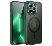 JETech Cover Magnetica per iPhone 13 Pro 6,1 Pollici Compatibile con MagSafe, Custodia Traslucida Opaca con Fotocamera Protezione Completa Posteriore Sottile Antiurto (Verde Notte)
