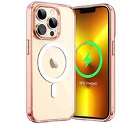 JETech Cover Magnetica per iPhone 13 Pro 6,1 Pollici Compatibile con MagSafe Ricarica Wireless, Telefono Custodia Antiurto, Retro Antigraffio Trasparente (Oro Rosa)