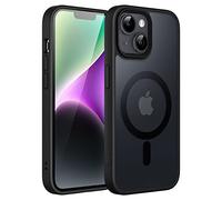 JETech Cover Magnetica per iPhone 14 6,1 Pollici Compatibile con MagSafe, Custodia Traslucida Opaca Posteriore Sottile Antiurto (Nero)