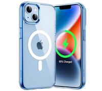 JETech Cover Magnetica per iPhone 14 6,1 Pollici Compatibile con MagSafe Ricarica Wireless, Telefono Custodia Antiurto, Retro Antigraffio Trasparente (Azzurro Sierra/Bianco)