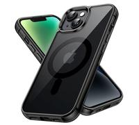 JETech Cover Magnetica per iPhone 14 6,1 Pollici Compatibile con MagSafe Ricarica Wireless, Telefono Custodia Antiurto, Retro Antigraffio Trasparente (Nero)