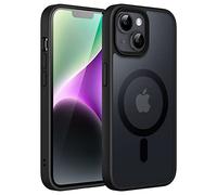 JETech Cover Magnetica per iPhone 14 Plus 6,7 Pollici Compatibile con MagSafe, Custodia Traslucida Opaca Posteriore Sottile Antiurto (Nero)