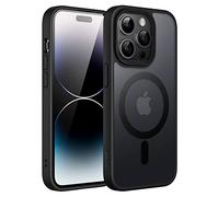 JETech Cover Magnetica per iPhone 14 Pro 6,1 Pollici Compatibile con MagSafe, Custodia Traslucida Opaca Posteriore Sottile Antiurto (Nero)