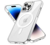 JETech Cover Magnetica per iPhone 14 Pro Max 6,7 Pollici Compatibile con MagSafe Ricarica Wireless, Telefono Custodia Antiurto, Retro Antigraffio Trasparente (Trasparente)