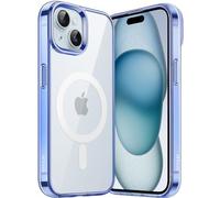 JETech Cover Magnetica per iPhone 15 Plus 6,7 Pollici Compatibile con MagSafe Ricarica Wireless, Telefono Custodia Antiurto, Retro Antigraffio Trasparente (Blu Scuro)
