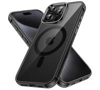 JETech Cover Magnetica per iPhone 15 Pro 6,1 Pollici Compatibile con MagSafe Ricarica Wireless, Telefono Custodia Antiurto, Retro Antigraffio Trasparente (Nero)