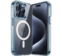 JETech Cover Magnetica per iPhone 15 Pro 6,1 Pollici Compatibile con MagSafe Ricarica Wireless, Telefono Custodia Antiurto, Retro Antigraffio Trasparente (Blu)