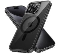 JETech Cover Magnetica per iPhone 15 Pro Max 6,7 Pollici Compatibile con MagSafe Ricarica Wireless, Telefono Custodia Antiurto, Retro Antigraffio Trasparente (Nero)