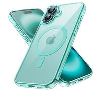 JETech Cover Magnetica per iPhone 16 6,1 Pollici Compatibile con MagSafe, Antiurto Cellulare Paraurti Custodia, Anti-Graffio Retro Trasparente (Verde Acqua)