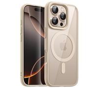 JETech Cover Magnetica per iPhone 16 Pro 6,3 Pollici Compatibile con MagSafe, Antiurto Paraurti Custodia, Solida Colore Opaco TPU Telaio, Anti-Graffio Retro Trasparente (Titanio Sabbia)