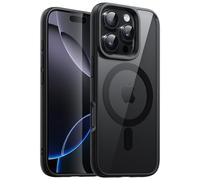 JETech Cover Magnetica per iPhone 16 Pro Max 6,9 Pollici Compatibile con MagSafe, Antiurto Paraurti Custodia, Solida Colore Opaco TPU Telaio, Anti-Graffio Retro Trasparente (Nero)