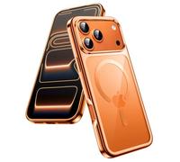 JETech Cover Magnetica per iPhone 17 Pro 6,3 Pollici, Compatibile con MagSafe, Telaio in TPU Elettrolitico Morbido con Retro in PC Rigido Trasparente, Custodia Antiurto Telefono (Arancione)