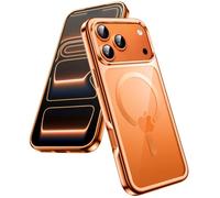 JETech Cover Magnetica per iPhone 17 Pro Max 6,9 Pollici, Compatibile con MagSafe, Telaio in TPU Elettrolitico Morbido con Retro in PC Rigido Trasparente, Custodia Antiurto Telefono (Arancione)