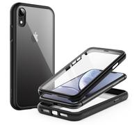 JETech Cover per iPhone XR 6,1 Pollici con Pellicola Protettiva Antigraffio Integrata, Custodia con Telefono Robusta a 360 Gradi Full Body con Retro Trasparente (Nero)