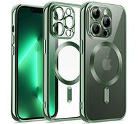 JETech Cover Trasparente Morbida per iPhone 13 Pro Max 6,7 Pollici, Obiettivo per Fotocamera Protezione Completa, Compatibile con MagSafe Ricarica Wireless, Custodia Placcatura con TPU (Verde)