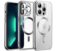JETech Cover Trasparente Morbida per iPhone 13 Pro Max 6,7 Pollici, Obiettivo per Fotocamera Protezione Completa, Compatibile con MagSafe Ricarica Wireless, Custodia Placcatura con TPU (Argento)
