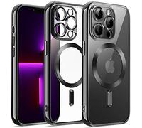 JETech Cover Trasparente Morbida per iPhone 13 Pro Max 6,7 Pollici, Obiettivo per Fotocamera Protezione Completa, Compatibile con MagSafe Ricarica Wireless, Custodia Placcatura con TPU (Nero)