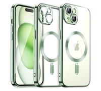 JETech Cover Trasparente Morbida per iPhone 15 6,1 Pollici, Obiettivo per Fotocamera Protezione Completa, Compatibile con MagSafe Ricarica Wireless, Custodia Placcatura con TPU (Verde)