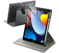 JETech Custodia Girevole per iPad 9ª/8ª/7ª Gen 10,2", Grigio Siderale | Cover per 10,2" 2021/2020/2019 Modello, Supporto Rotante 360°, Retro Trasparente, Porta Pencil, Protezione Completa