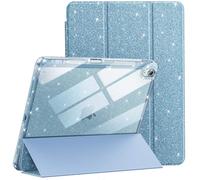 JETech Custodia Glitter per iPad Air 11" M4/M3/M2 & Air 5/4, Cielo Blu | Cover per iPad Air 11" (2026-2024) & 10,9" (2022/2020), Scintillante Brillante, Porta Pencil, Retro Trasparente Sottile