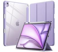 JETech Custodia per iPad Air 13 Pollici M4/M3/M2 (2026/2025/2024) con Portapenne, Chiaro Trasparente Retro Conchiglia Sottile Supporto Antiurto Tablet Cover (Viola)