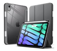 JETech Custodia per iPad mini (A17 Pro, Modello 2024, 7a Generazione) / mini 6 (Modello 2021, 6a Generazione) con Portapenne, Posteriore Chiaro Supporto Cover per Tablet Antiurto (Grigio Siderale)