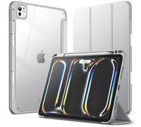 JETech Custodia per iPad Pro 11" M5/M4 (2025/2024), Argento | Cover Retro Trasparente Cristallino, Porta Pencil, Protezione Antiurto Sottile, Supporto Tri-Pieghevole