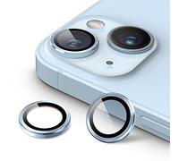 JETech Pellicola Fotocamera per iPhone 14 6,1 Pollici e iPhone 14 Plus 6,7 Pollici, 9H Vetro Temperato Copri Anello Individuale in Metallo, HD Chiaro, 1 Set (Blu)