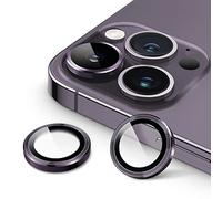 JETech Pellicola Fotocamera per iPhone 14 Pro 6,1 Pollici e iPhone 14 Pro Max 6,7 Pollici, 9H Vetro Temperato Copri Anello Individuale in Metallo, HD Chiaro, 1 Set (Viola Scuro)