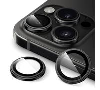 JETech Pellicola Fotocamera per iPhone 16 Pro 6,3 Pollici e iPhone 16 Pro Max 6,9 Pollici, 9H Vetro Temperato Cover Anello Individuale in Metallo, HD Chiaro, 1 Set (Titanio Nero)