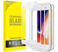 JETech Pellicola Protettiva Completa per iPhone SE 3/2, 8/7, Bianco, 3 Pz | Vetro Temperato Bordo Bianco, Strumento Installazione Facile, HD Trasparente, Compatibile con Custodie