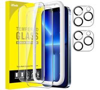 JETech Pellicola Protettiva per iPhone 13 Pro, 2+2 Pezzi | con Protezione Fotocamera, Vetro Temperato HD Trasparente, Protezione Antigraffio, Strumento Installazione Facile