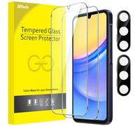 JETech Pellicola Protettiva per Samsung Galaxy A15 4G / 5G 6,5 Pollici con Protezione Lente Fotocamera, Vetro Temperato Film, HD Chiaro, Pacco da 2 Ciascuno