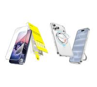 JETech per iPhone 18 Pro Pellicola Protettiva con Auto-Allineamento in un Passo & Cover con Supporto ad Anello Girevole a 360° Pacchetto
