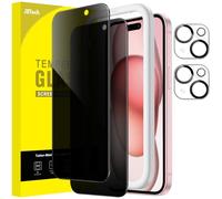 JETech Privacy Pellicola Protettiva per iPhone 15 6,1 Pollici con Protezione Fotocamera, Strumento Installazione Facile, Vetro Temperato Film Anti-Spy, Pacco da 2 Ciascuno