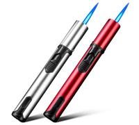 Jetflame Accendino, 2 Pezzi 15.2cm Tempesta Accendino Blu Fiamma Accendino A Gas Ricaricabile Accendino Antivento Adatto Per Cucine Candele Campeggio Griglie Camini (venduto Senza Gas Butano)