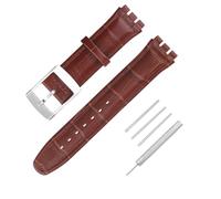 JETHENG Cinturino da uomo in pelle compatibile con Swatch da 17 mm e 19 mm, impermeabile, per lavoro all'aperto, cinturino con fibbia (19 mm, marrone)