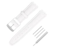 JETHENG Cinturino in pelle da uomo compatibile con orologio Swatch da 17 mm e 19 mm, impermeabile per uso esterno e lavoro, con fibbia da polso, bianco, 17mm, classico