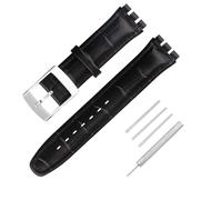 JETHENG Cinturino in pelle da uomo compatibile per orologio Swatch da 17 mm e 19 mm, impermeabile per esterni e lavoro, con fibbia, nero, 19mm, classico