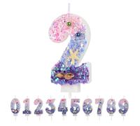 JETOP 7cm Candele di Compleanno Numero 0 per Torta, Candeline Compleanno Particolari per 10 Anni 20 Anni, Decorazioni Candela Compleanno Viola Rosa Brillante Adatto per Feste di Compleanno Sirena