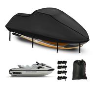 Jetski Sea-doo Copertura impermeabile, aggiornata 420D Heavy Duty Jet Ski, 2 prese d'aria Marine Grade resistente ai raggi UV per Yamaha, Seadoo, Kawasaki, Waverunner Polaris da 136" a 145" (Nero)