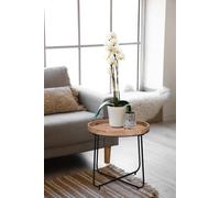 JETTE TAVOLINO METALLO NETO E PIANO LEGNO NATURALE