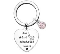 JETTOP Portachiavi con capra per amanti delle capre, regalo per ragazze adolescenti, donne, compleanno, Natale, solo una ragazza che ama le capre, Argento, Etichettalia unica