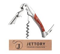 Jettory Cavatappi | Apribottiglie professionale da sommelier con tagliacapsule, apribottiglie e doppio cardine per bottiglie di vino | Apri bottiglie in acciaio inossidabile. (Pakkawood)