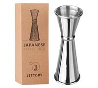 Jettory Jigger | Jigger Giapponese 1oz / 2oz con Misure Interne | Jigger per Cocktail in Acciaio Inox 304 per Bartending | Strumento Professionale per Bar (Argento)