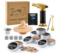 Jettory Set da Cocktail Smoker - Affumicatore per Whisky con 6 Tipi di Legno e Torcia - Kit per Affumicare Cocktail e Distillati - Senza Butano (venduto separatamente)